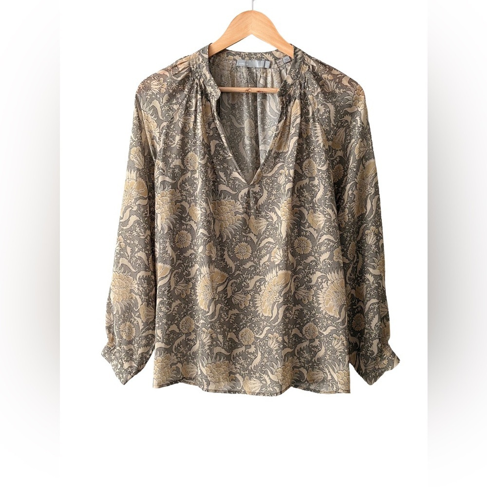 VINCE 100% Silk Floral Baroque Blouse – Size S - Picture 2 of 6